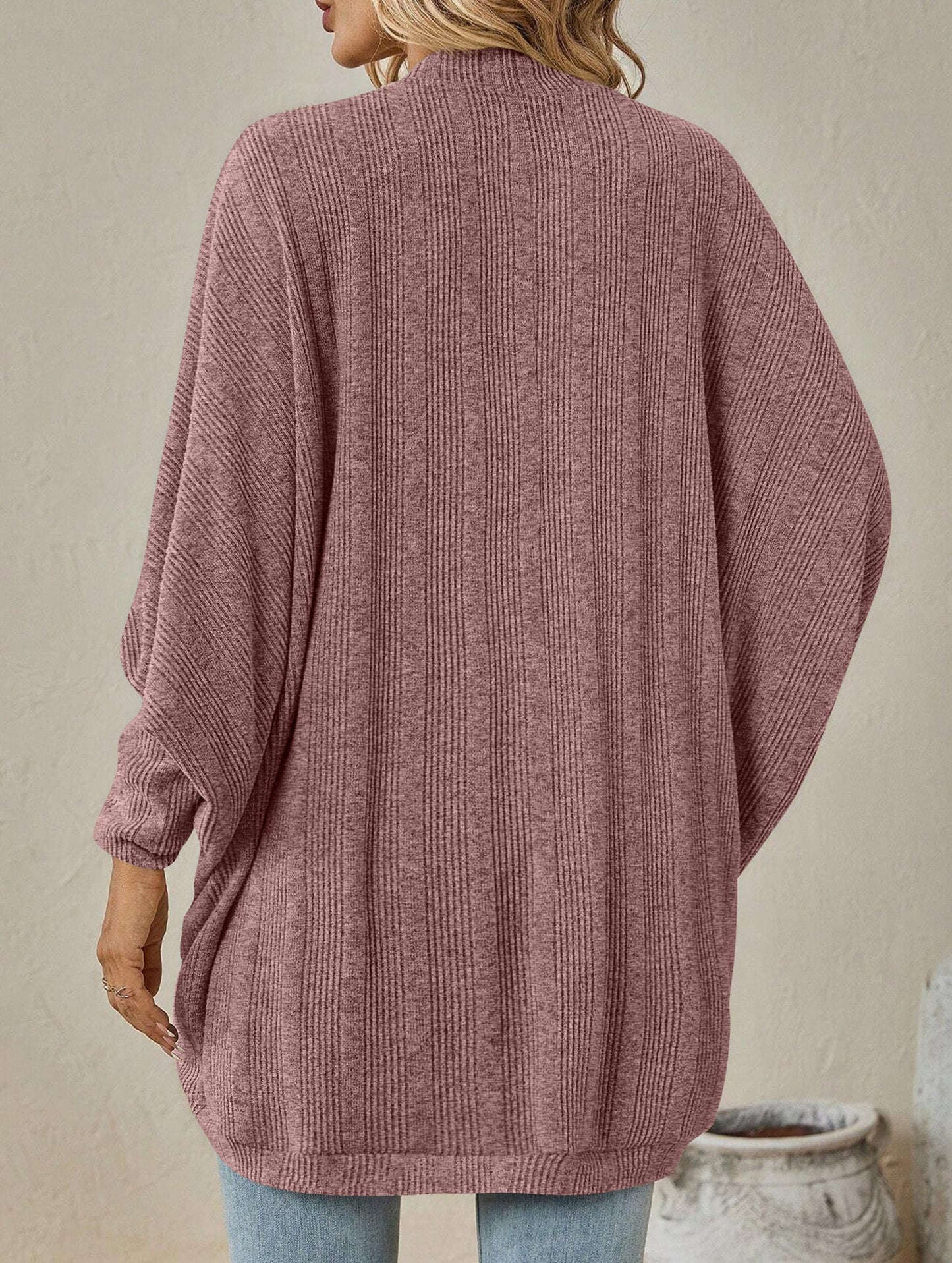 Solid color mid-length sweater