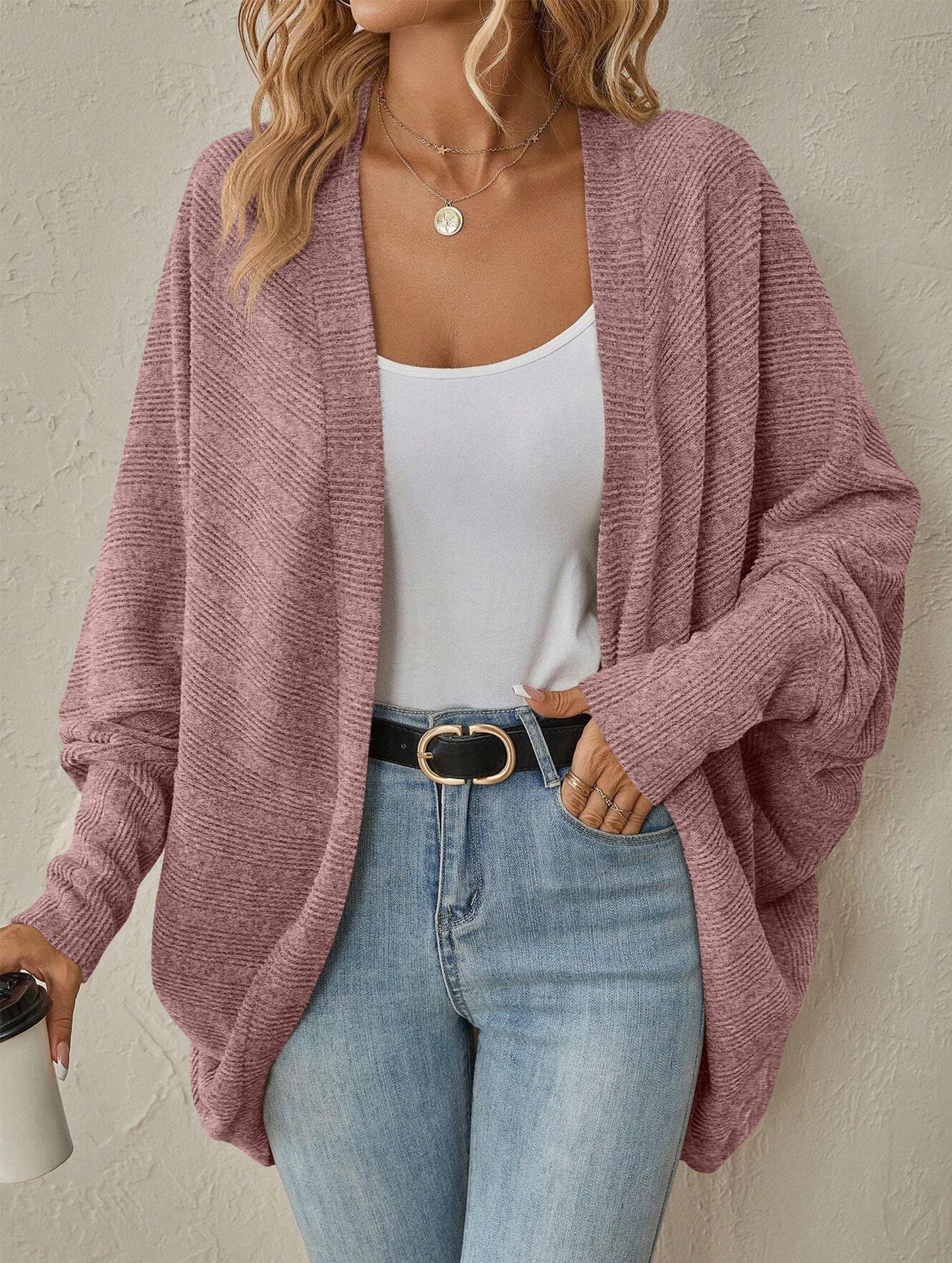 Solid color mid-length sweater
