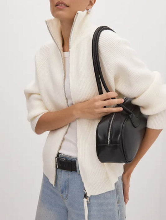 Double-ended zipper knitted cardigan