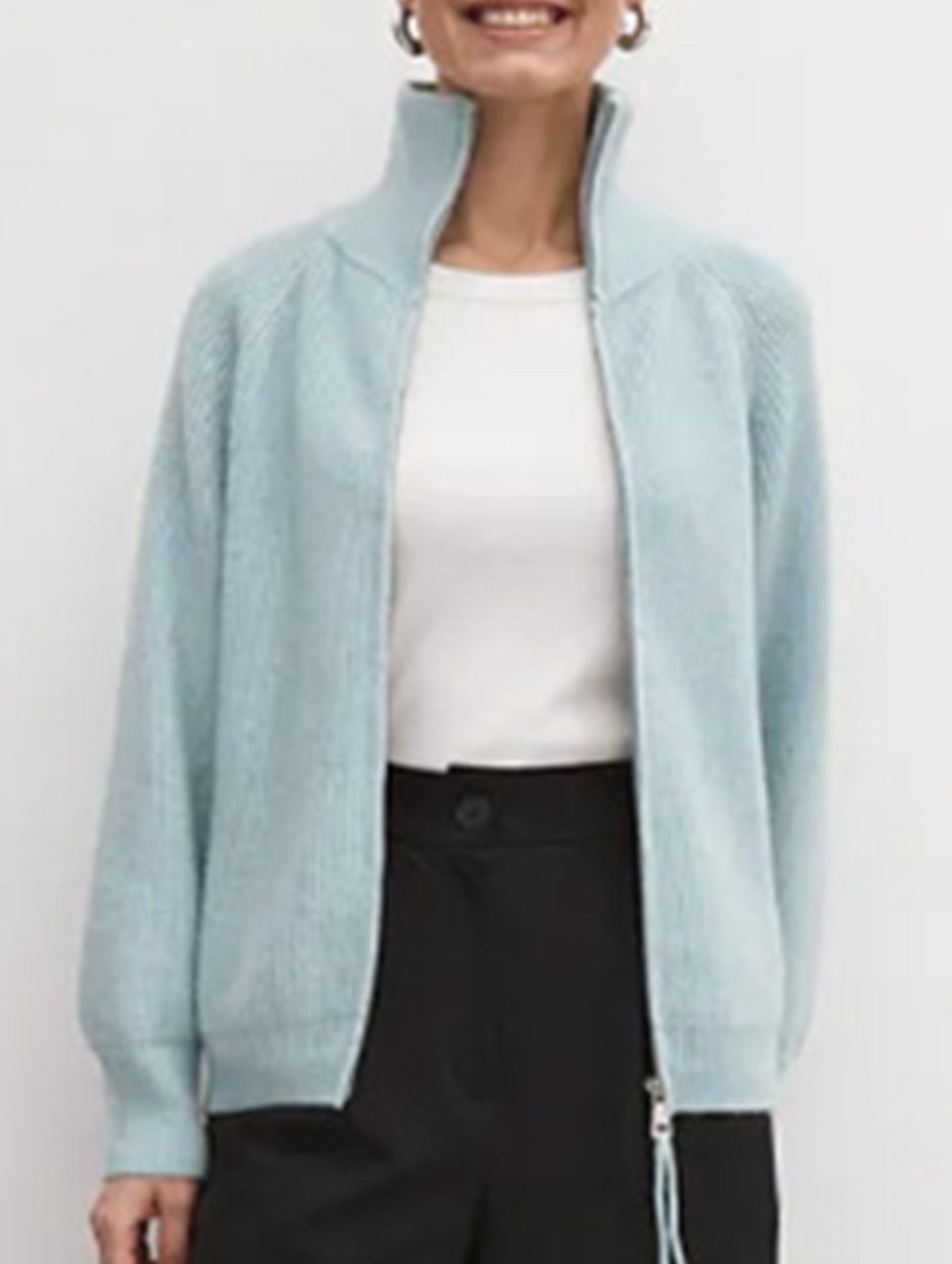 Double-ended zipper knitted cardigan