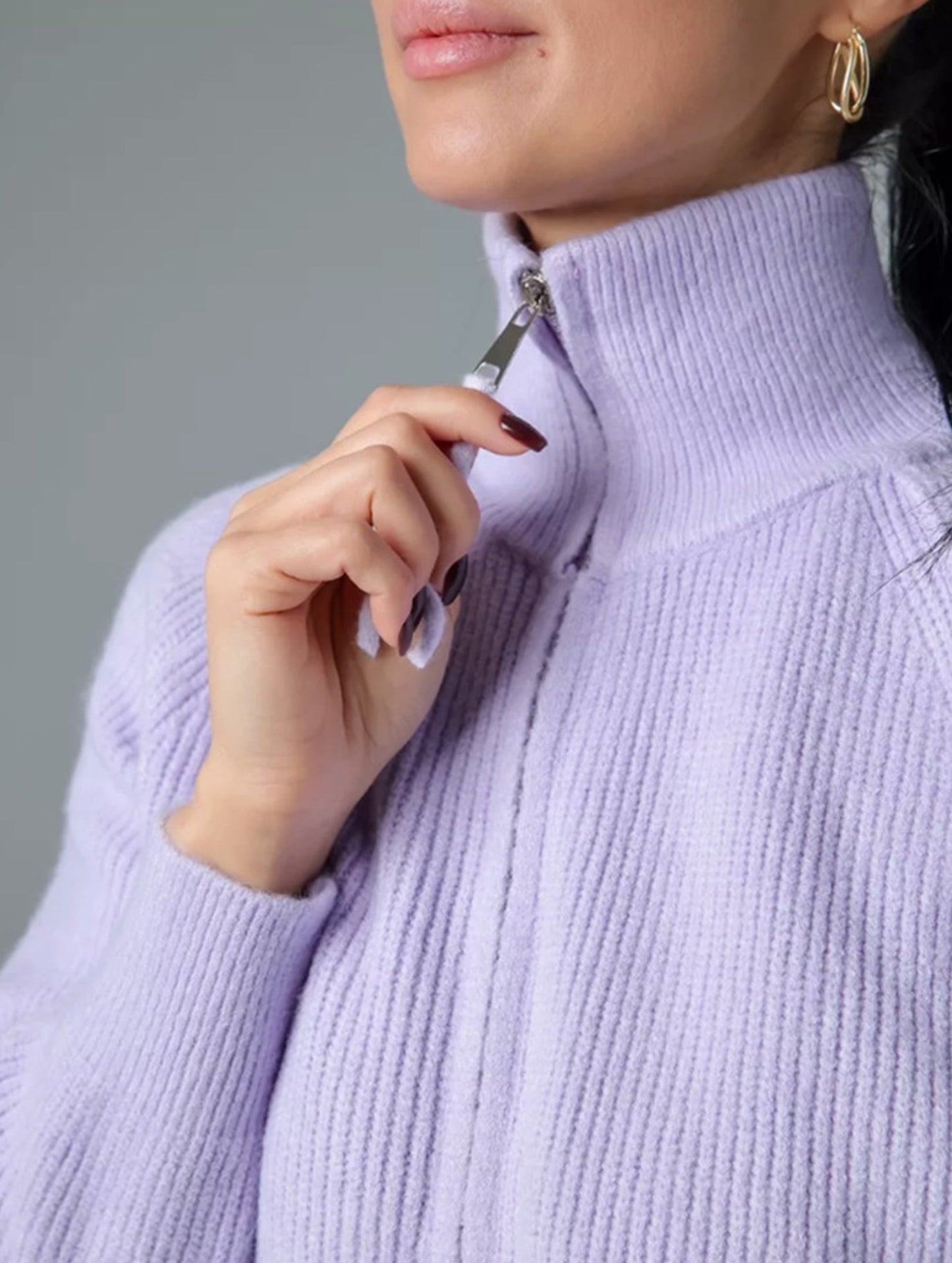 Double-ended zipper knitted cardigan