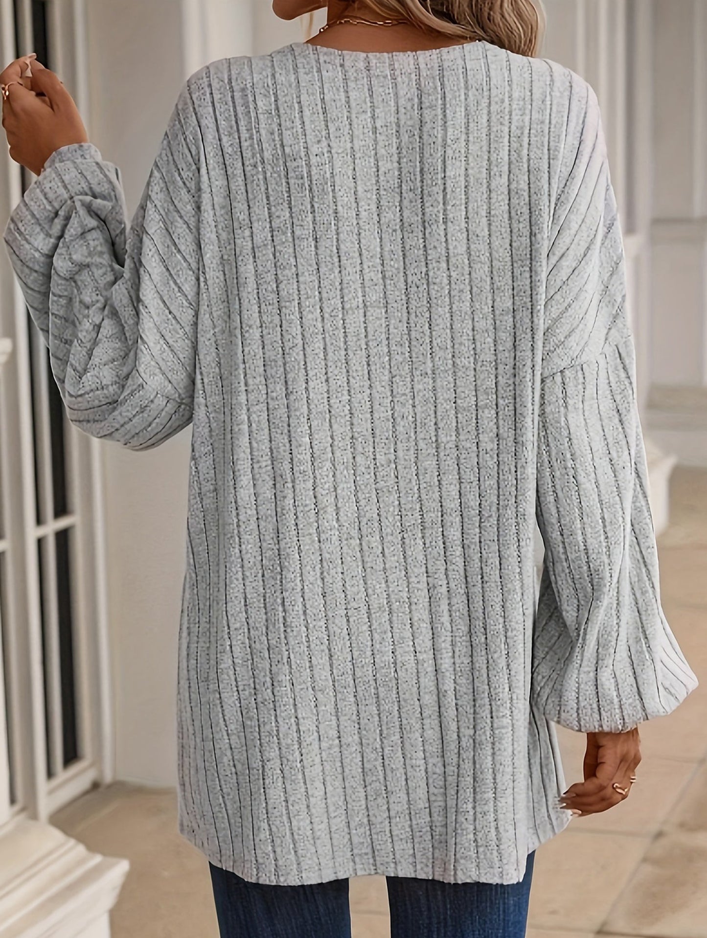 Solid color ribbed cardigan