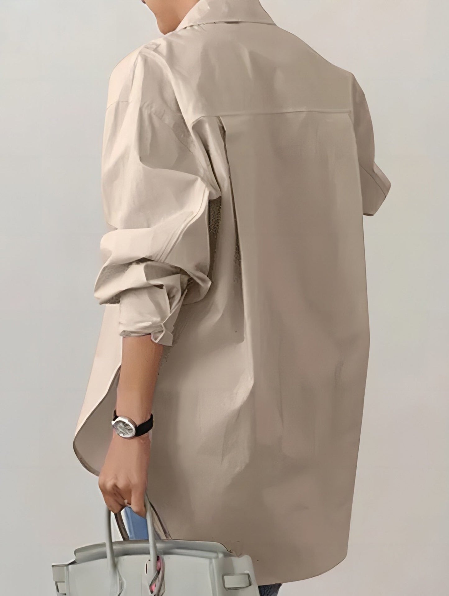 Lapel long-sleeved cardigan shirt