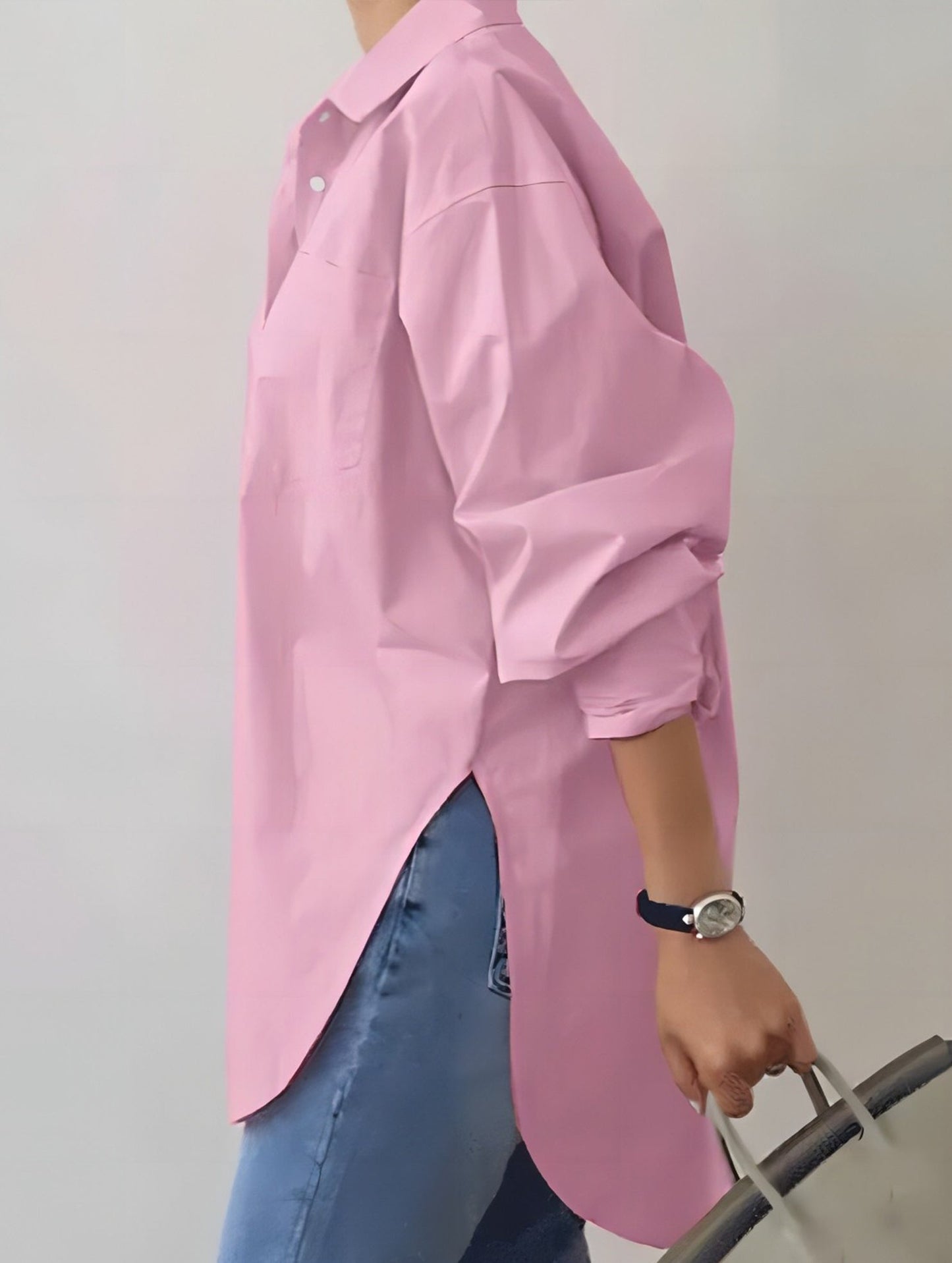 Lapel long-sleeved cardigan shirt