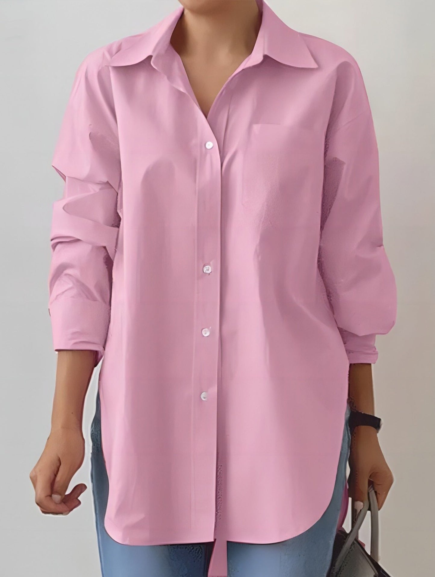 Lapel long-sleeved cardigan shirt