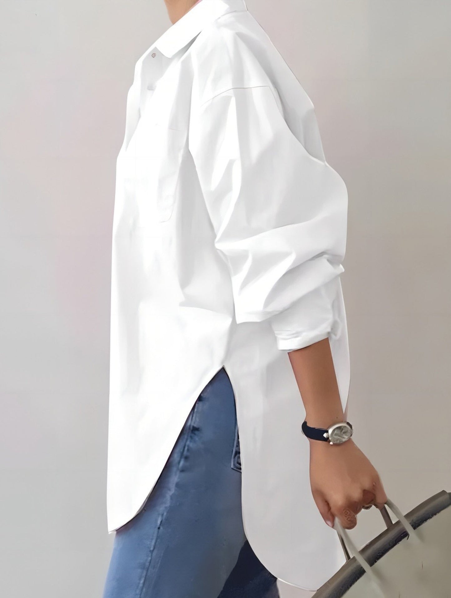 Lapel long-sleeved cardigan shirt