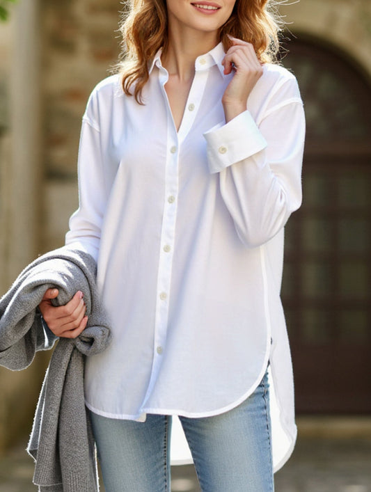 Casual button-down long-sleeved irregular shirt