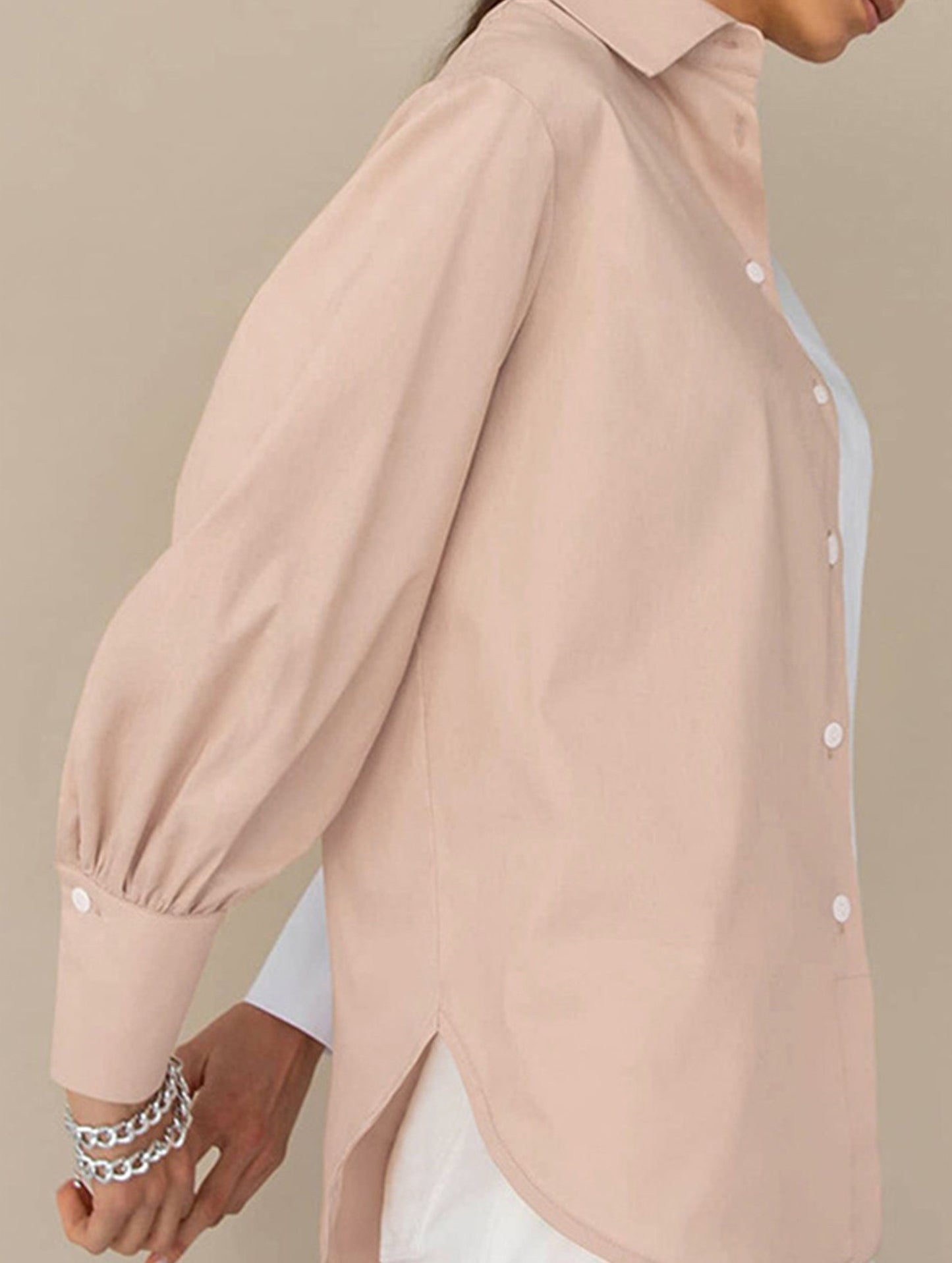 Simple patchwork contrast color shirt