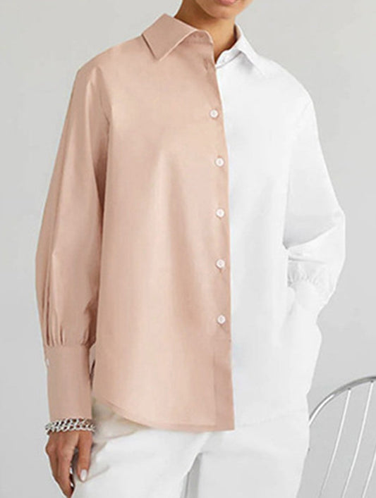 Simple patchwork contrast color shirt