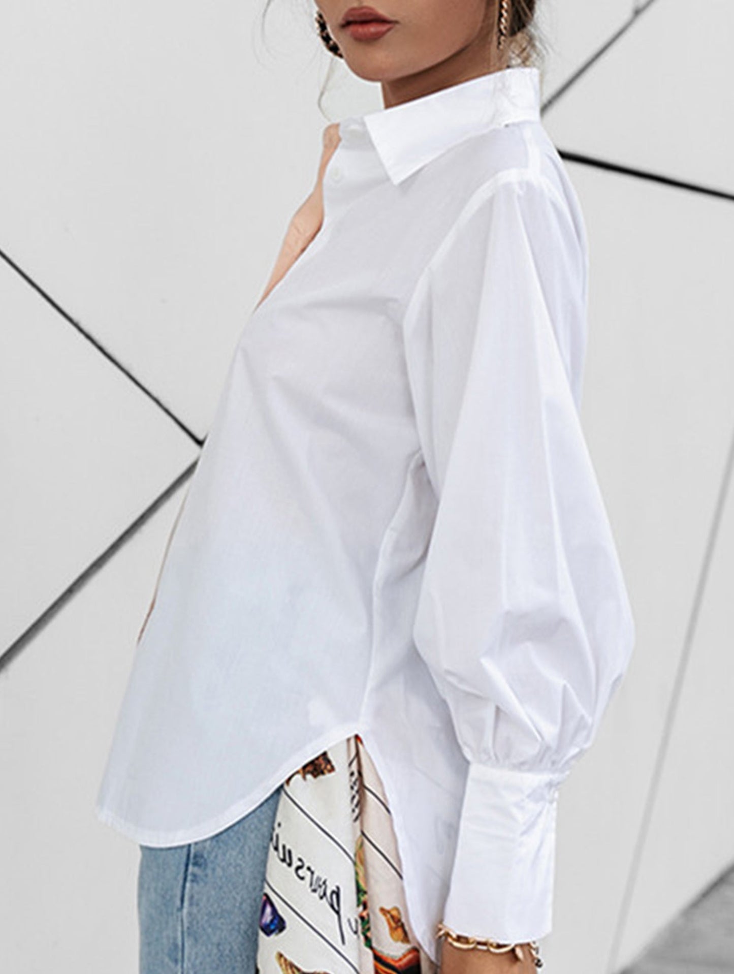 Simple patchwork contrast color shirt