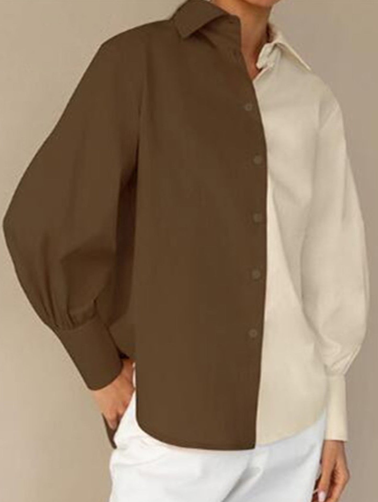 Simple patchwork contrast color shirt