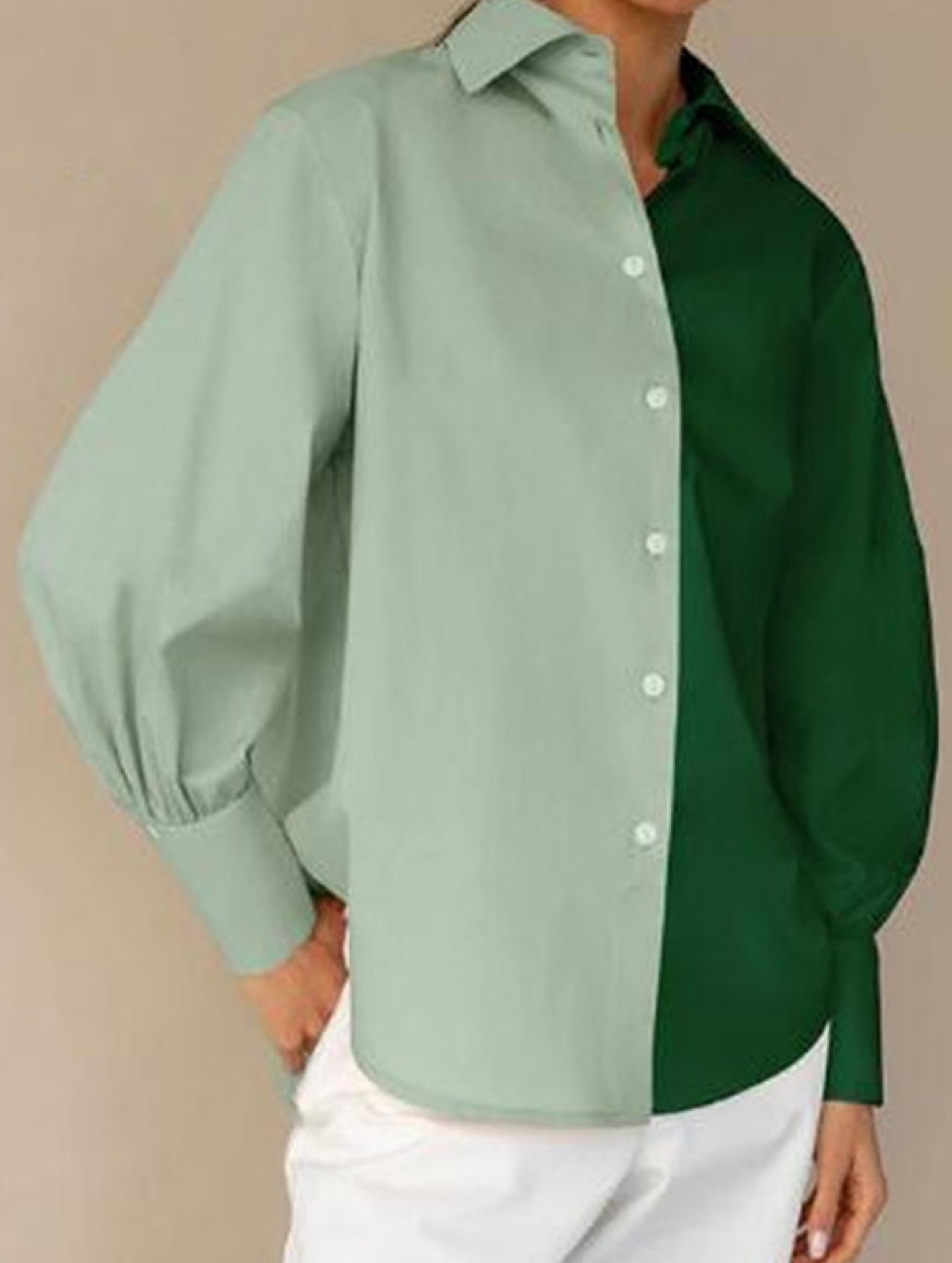 Simple patchwork contrast color shirt