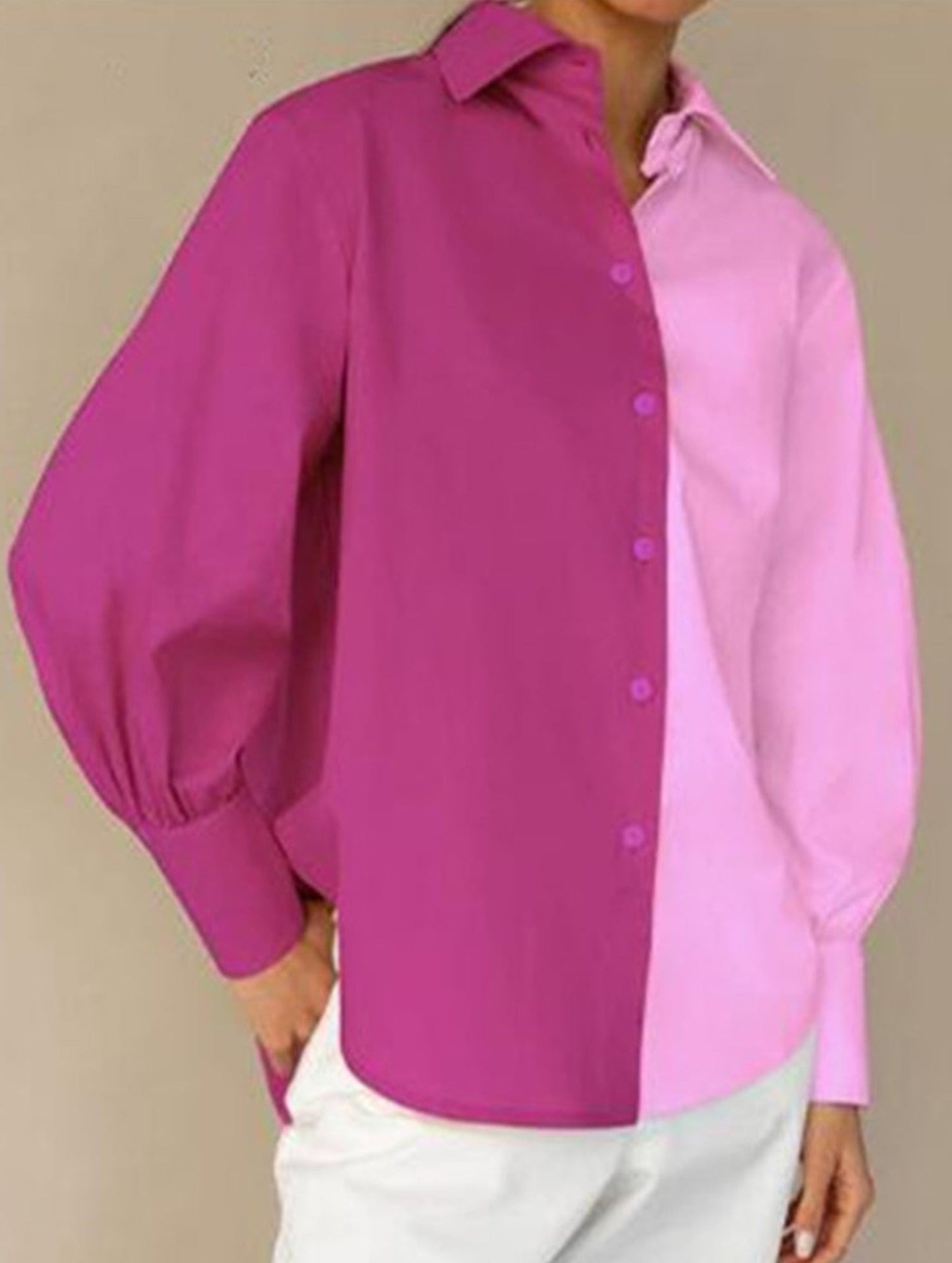 Simple patchwork contrast color shirt