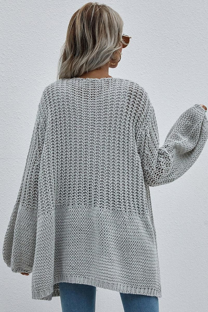 CROCHET LONG SLEEVE KNIT CARDIGAN SWEATER COATS - Doublju