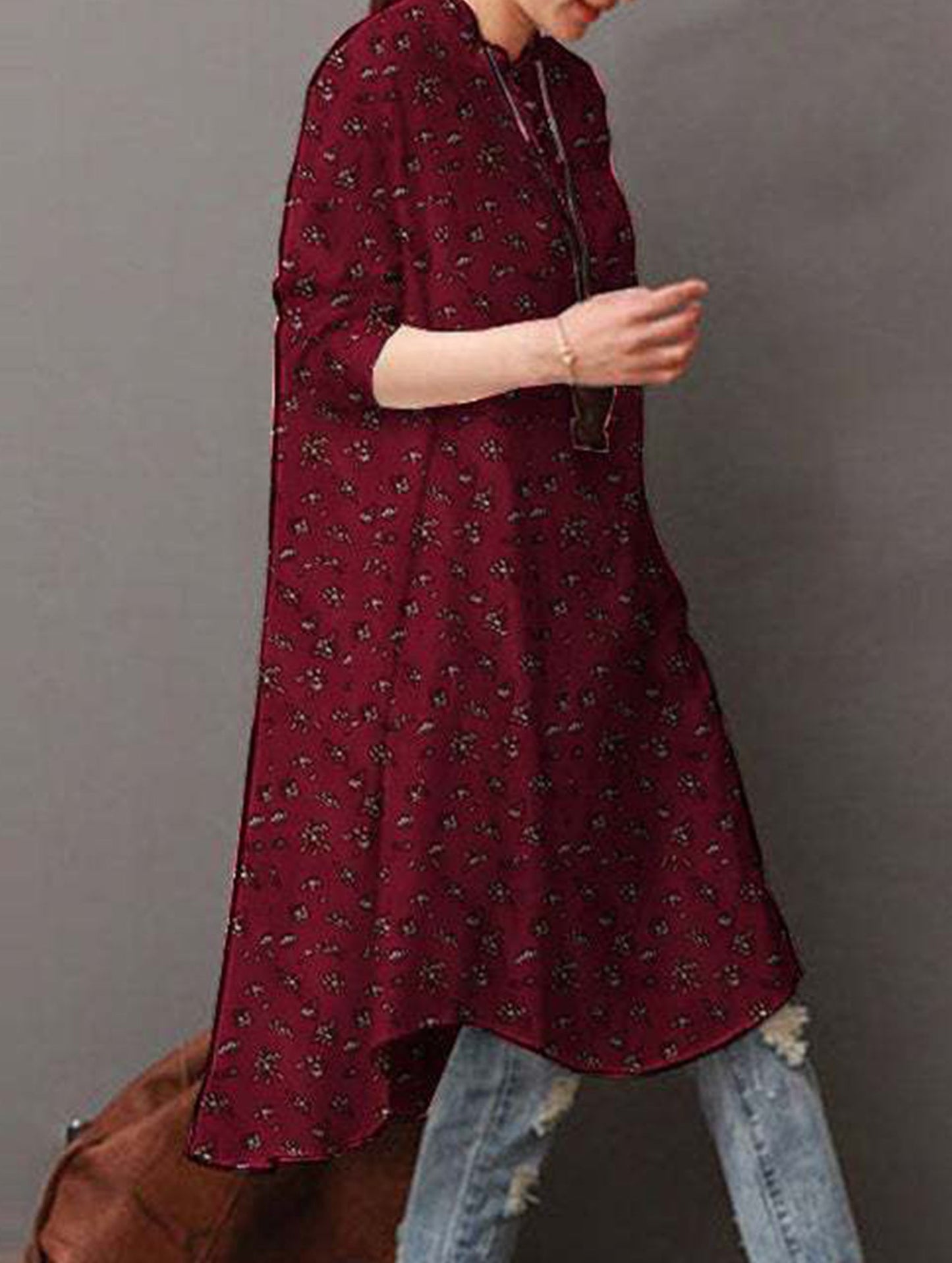 Vintage long-sleeved floral print shirt