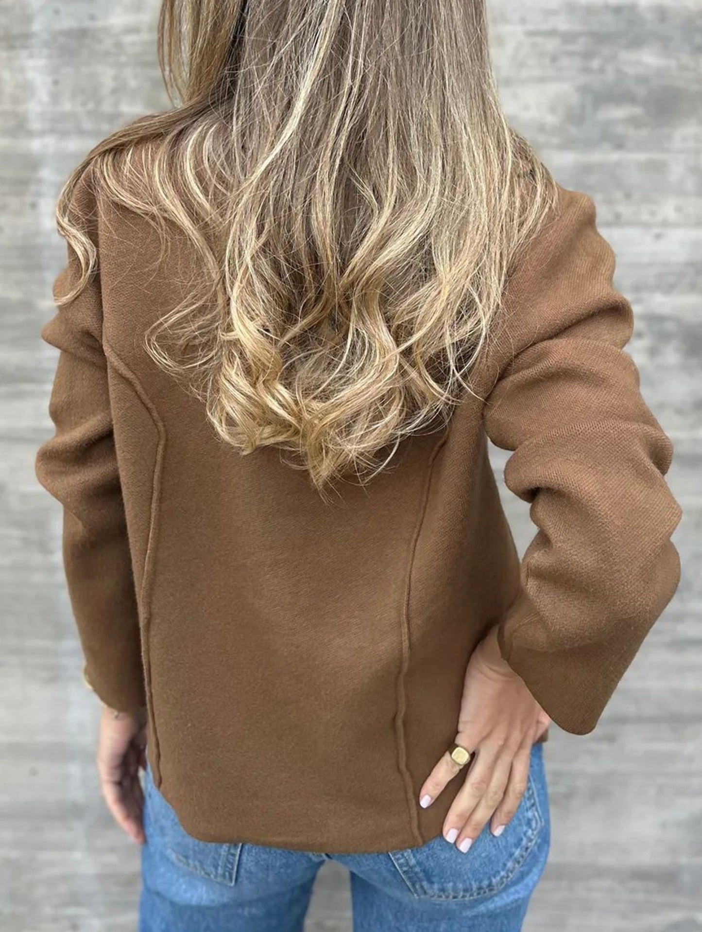 Fashion buttoned slim lapel knitted Jackets & cardigan