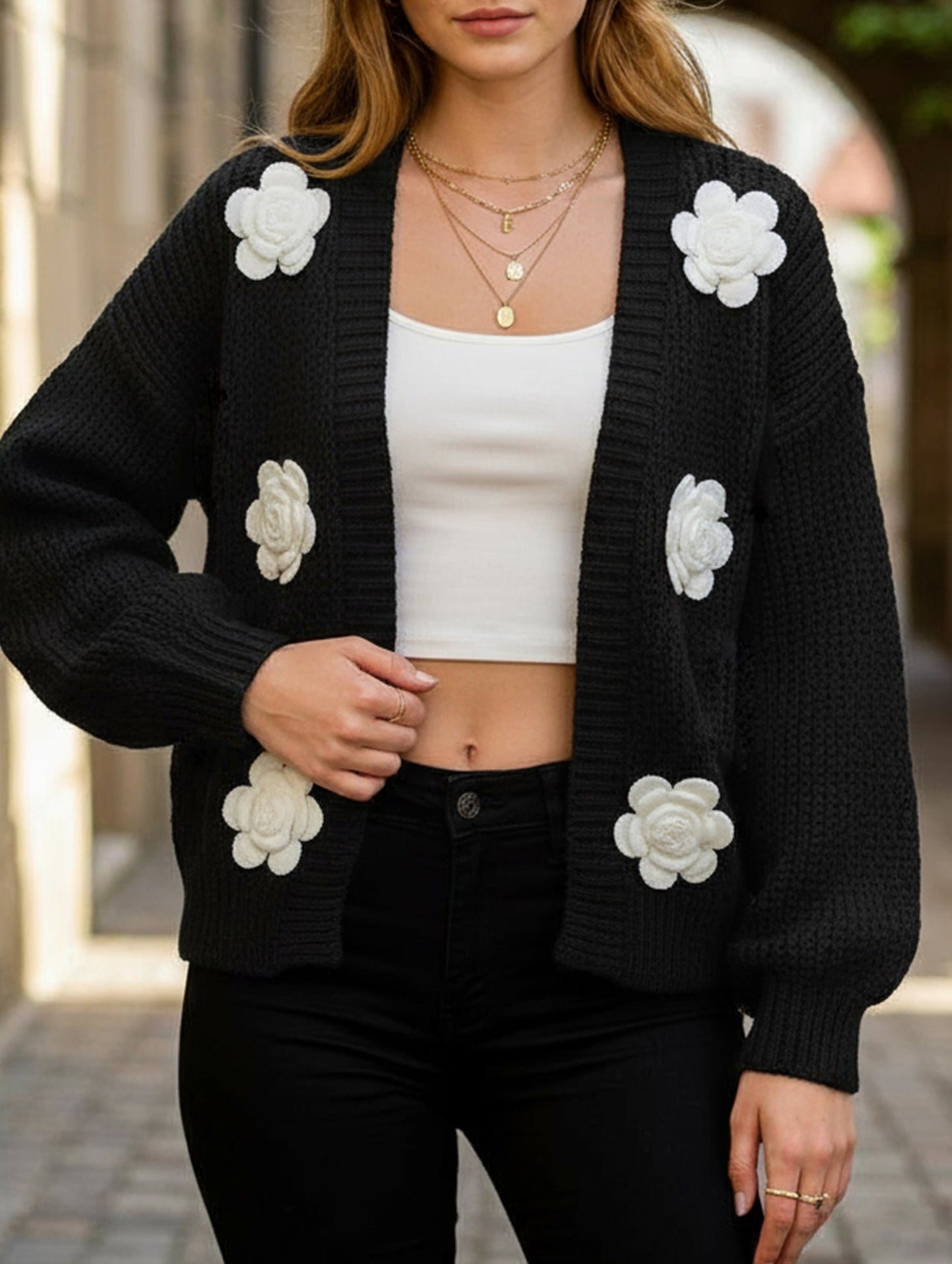 Pure hand-crocheted patchwork sweater jacket