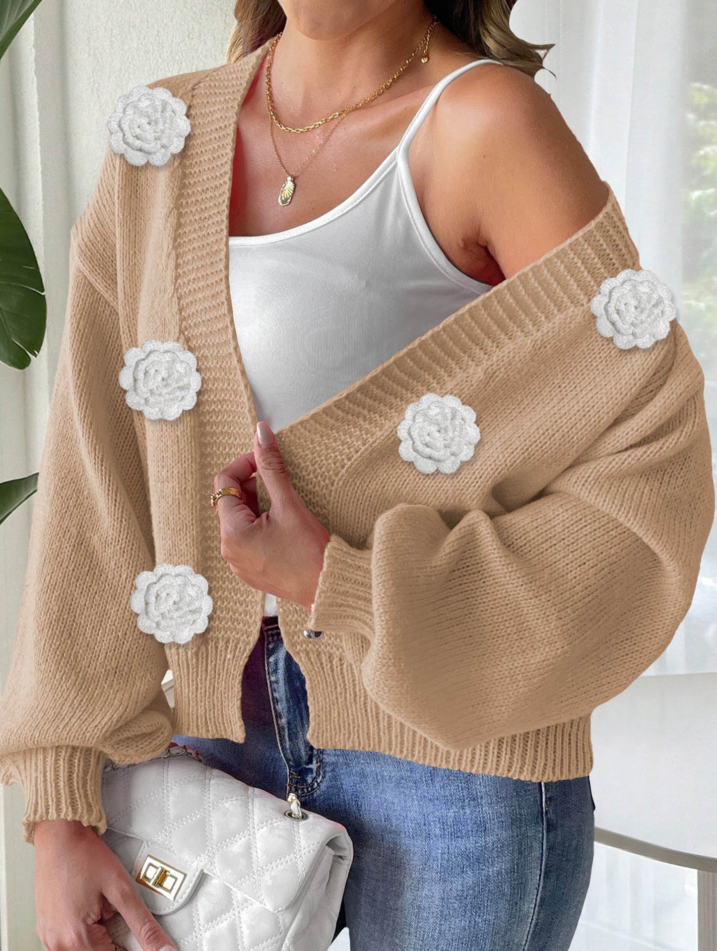 Pure hand-crocheted patchwork sweater jacket