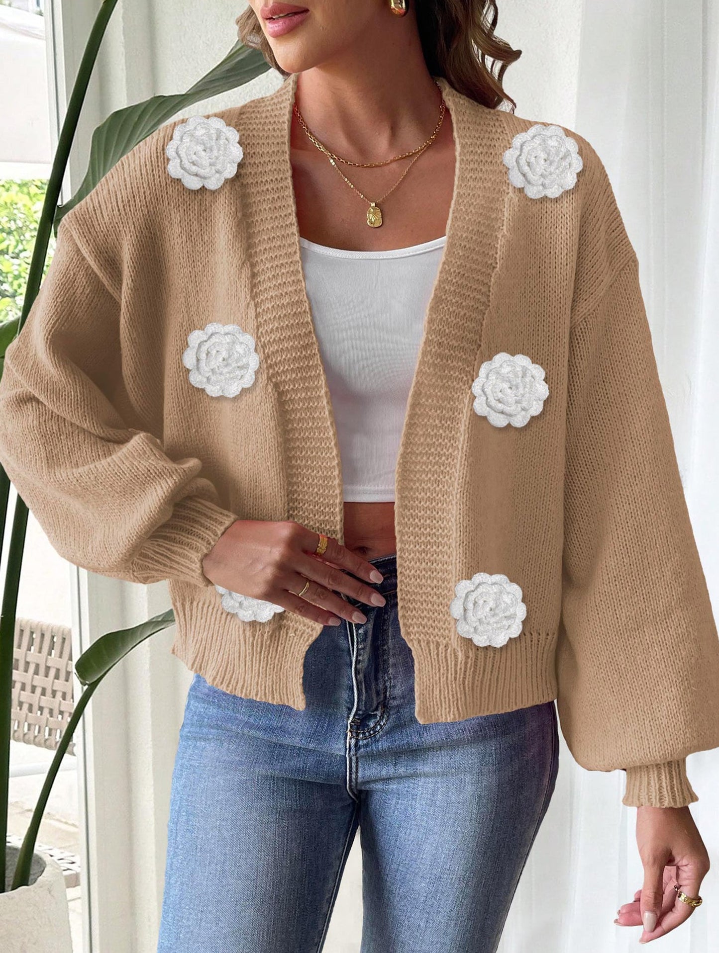 Pure hand-crocheted patchwork sweater jacket