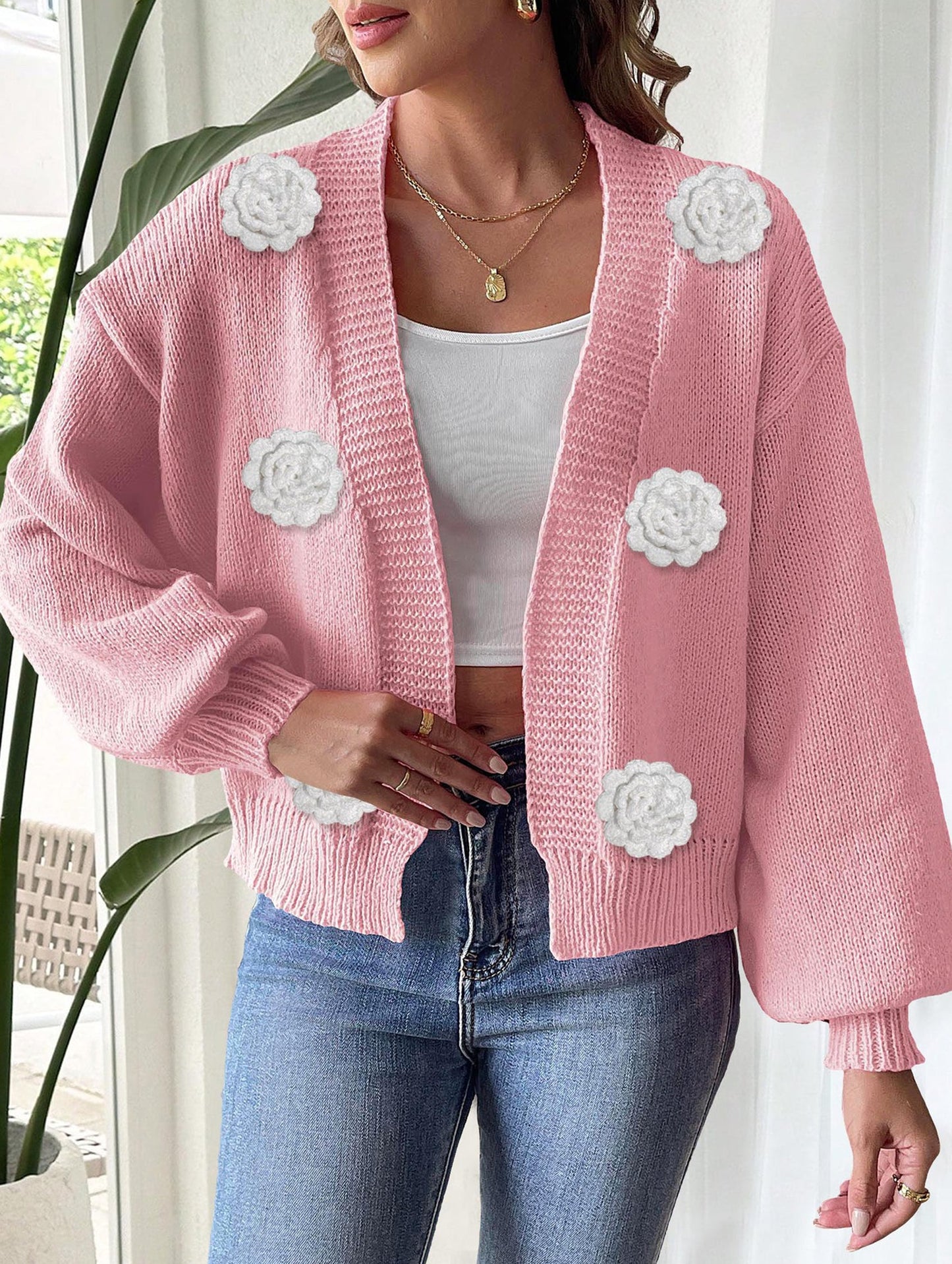 Pure hand-crocheted patchwork sweater jacket