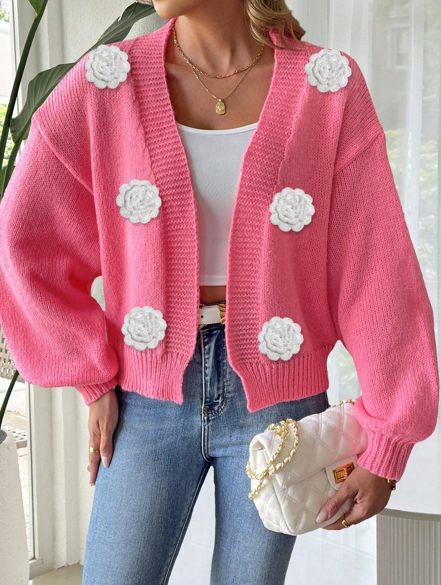 Pure hand-crocheted patchwork sweater jacket