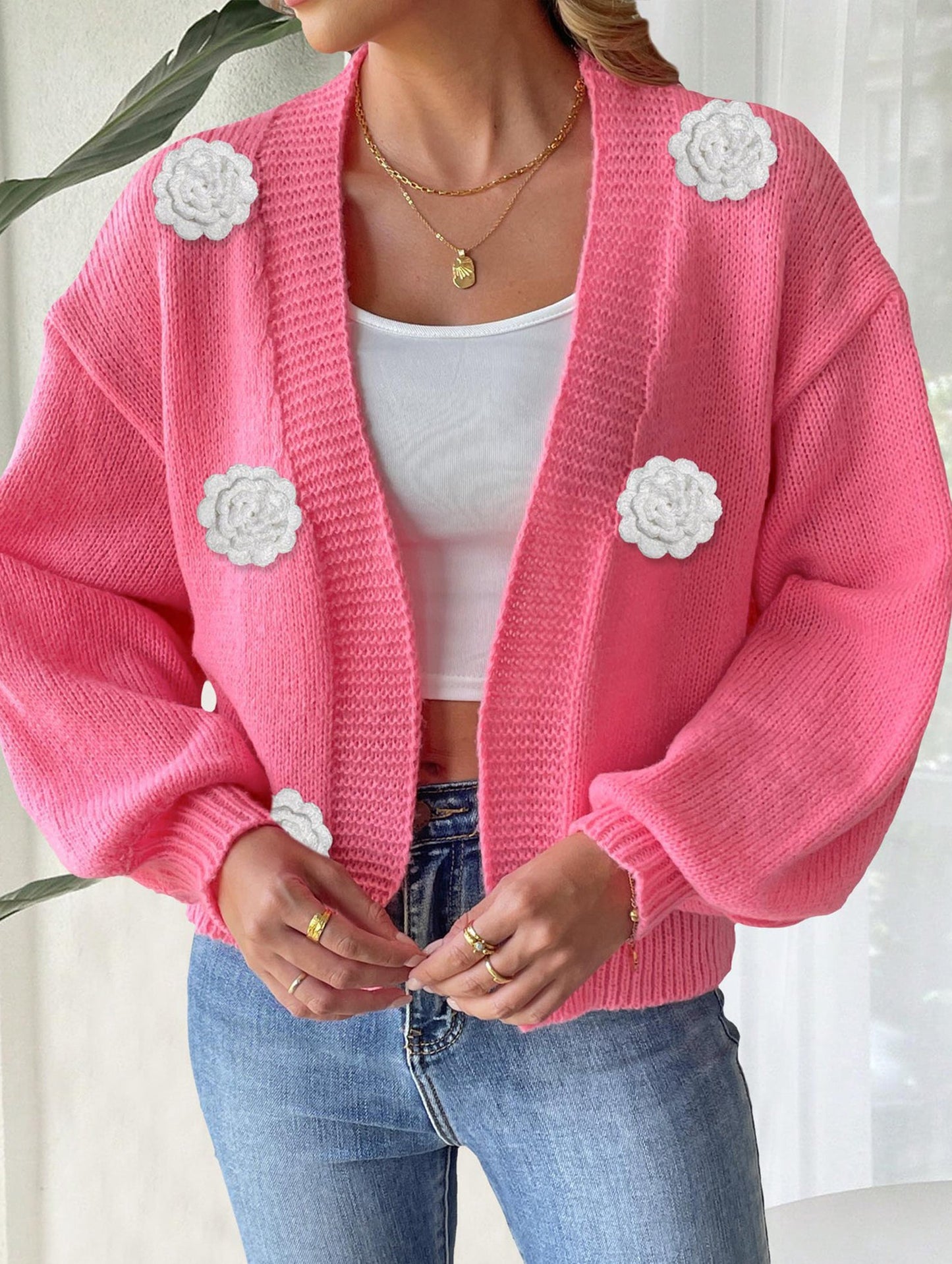 Pure hand-crocheted patchwork sweater jacket