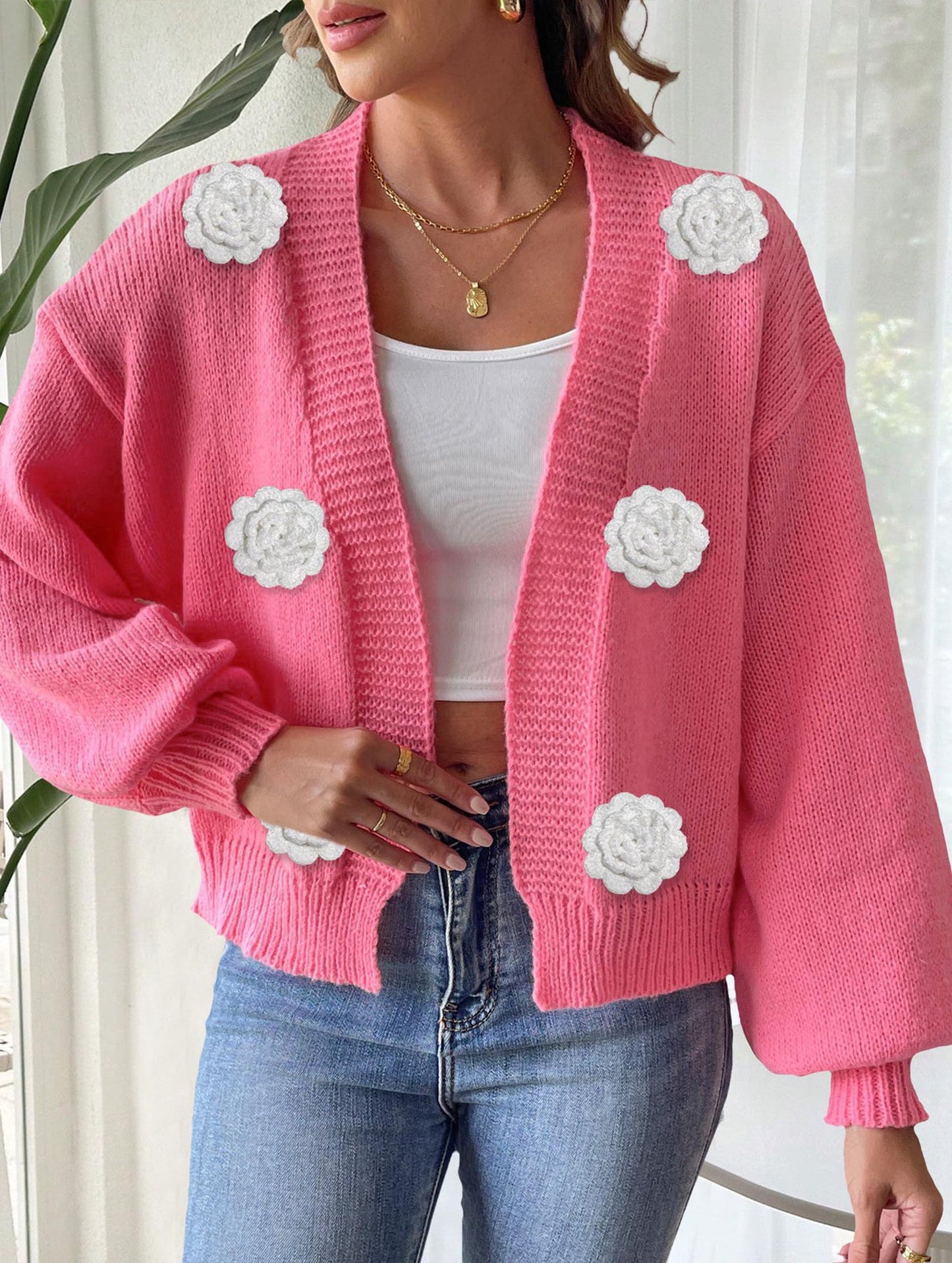 Pure hand-crocheted patchwork sweater jacket