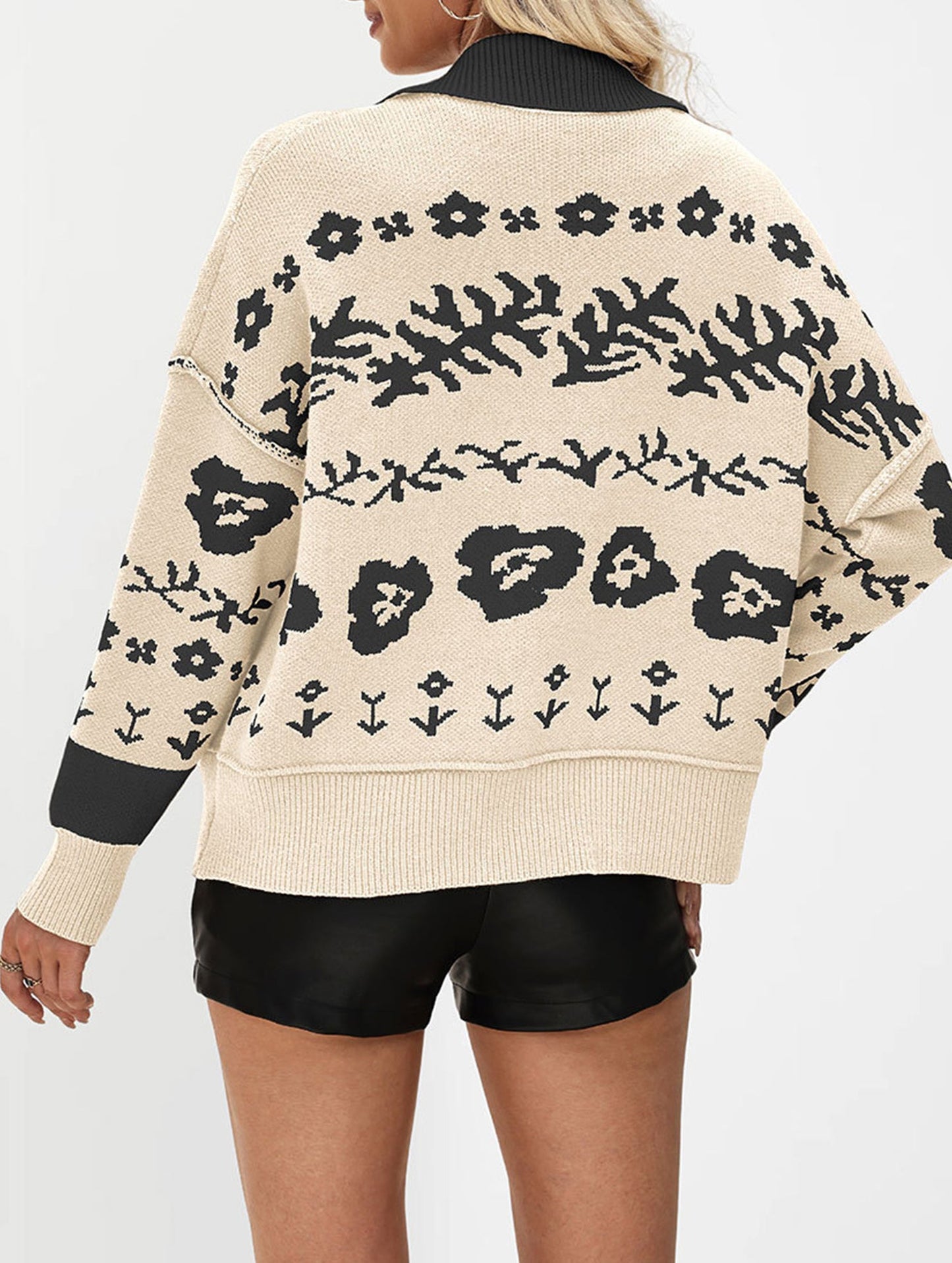 Loose Cardigan Square Neck Button Knit Sweater