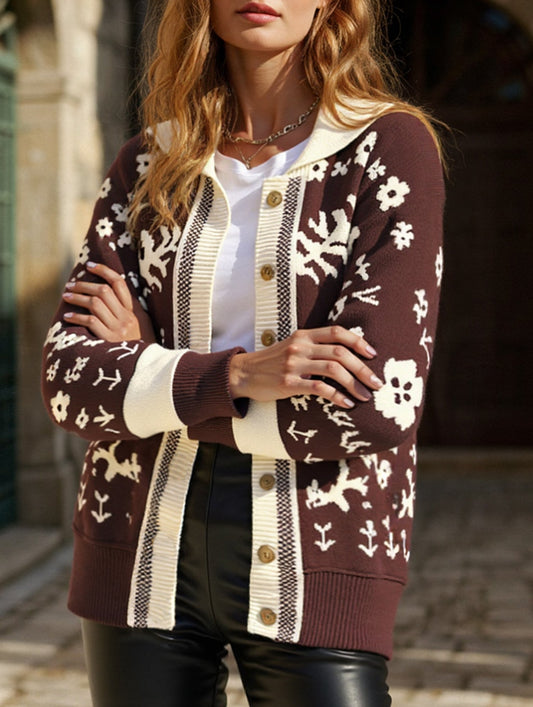 Loose Cardigan Square Neck Button Knit Sweater