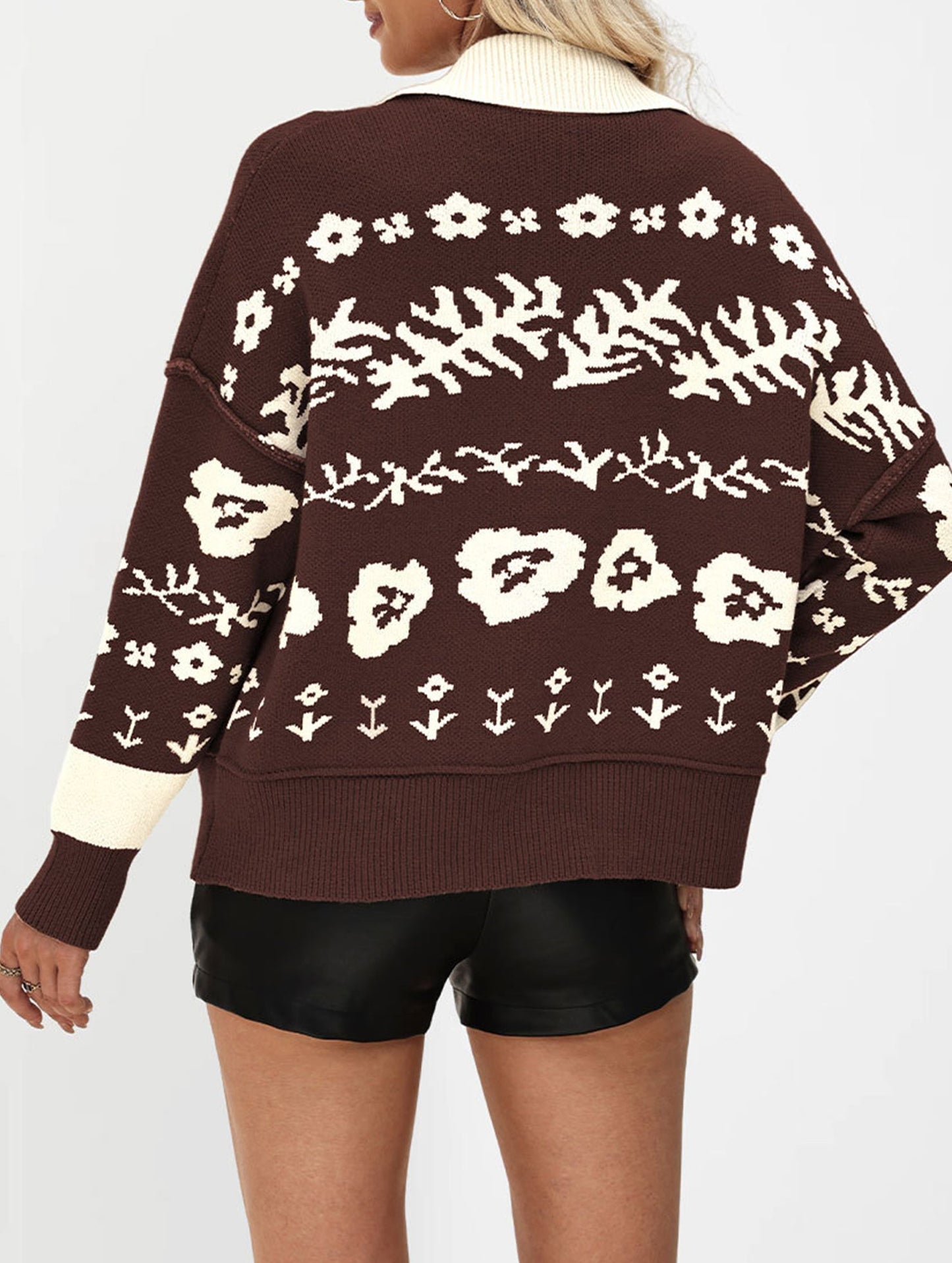 Loose Cardigan Square Neck Button Knit Sweater