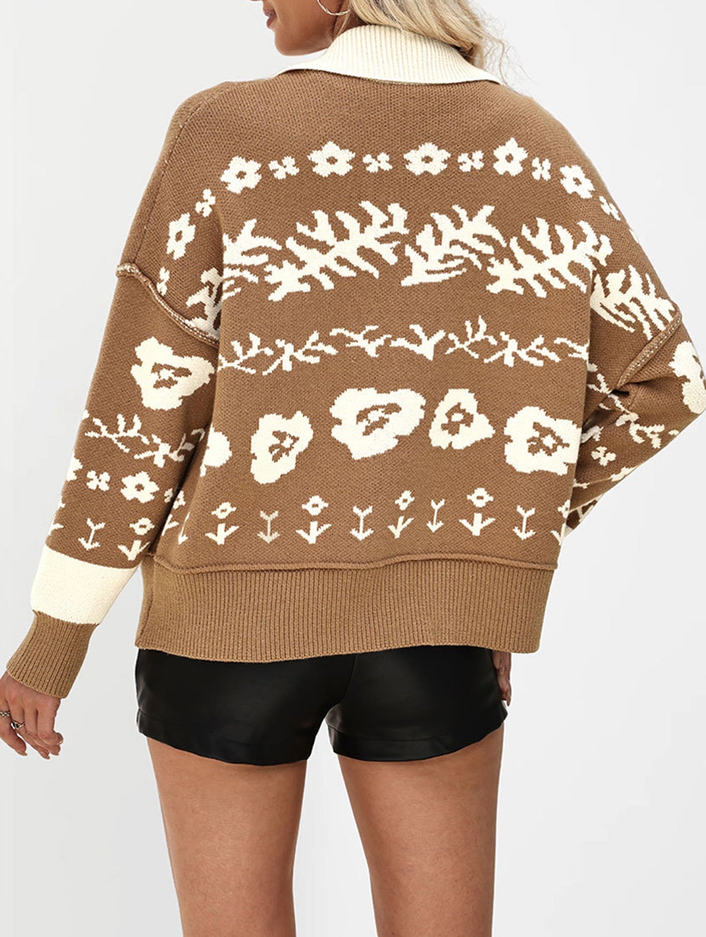 Loose Cardigan Square Neck Button Knit Sweater