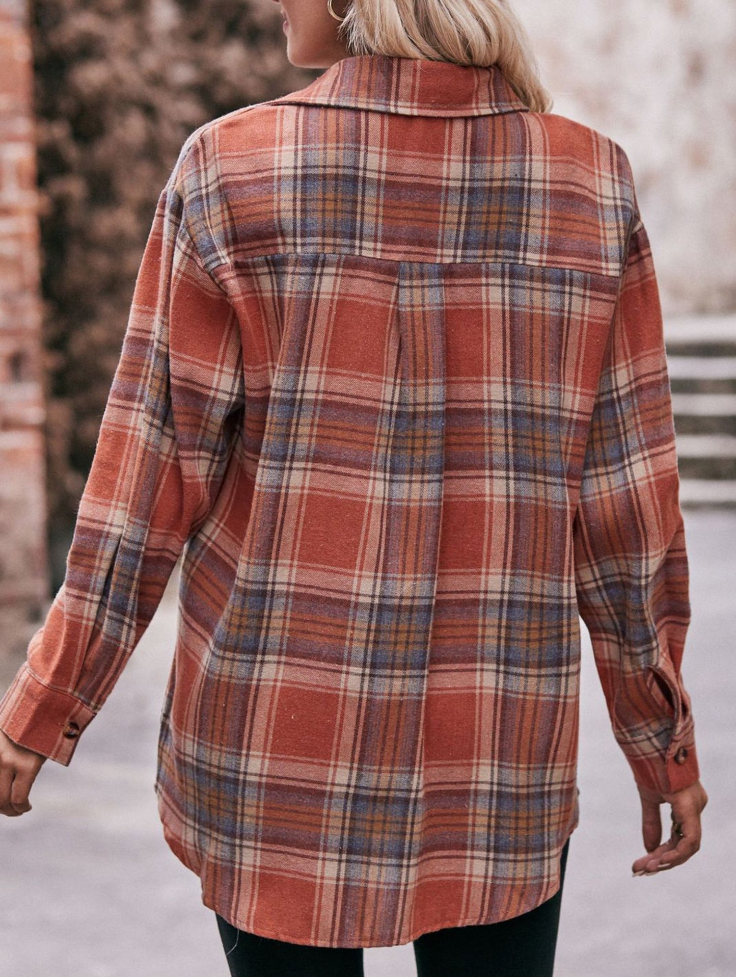 Fashionable casual loose plaid shirt