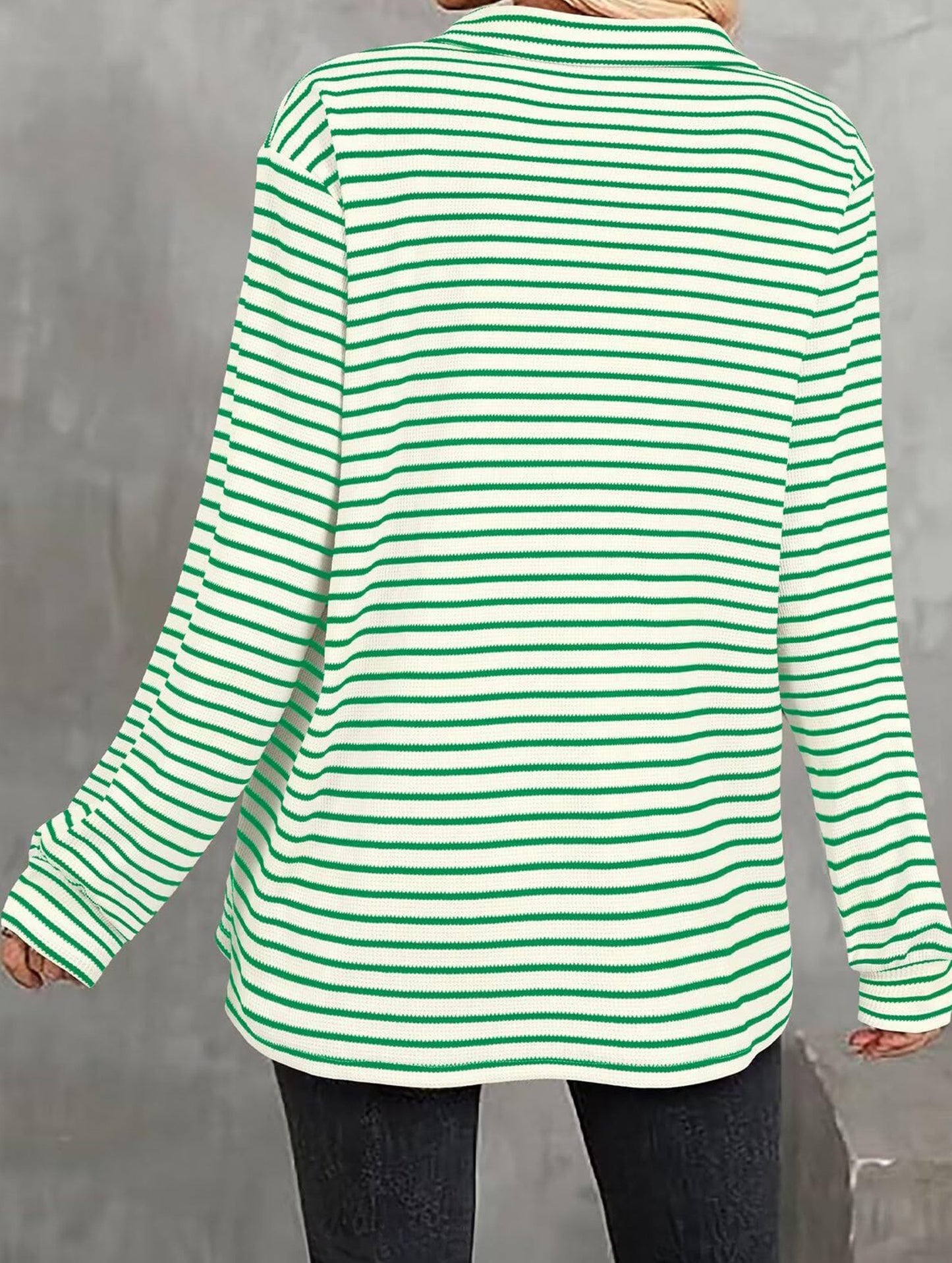 Cute Striped V-Neck Button-Down Shirt