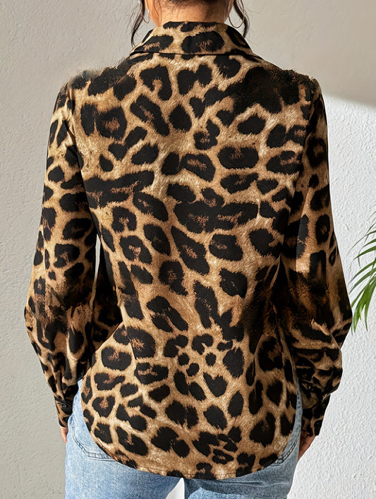 Smart Casual Leopard Print Button-Down Shirt