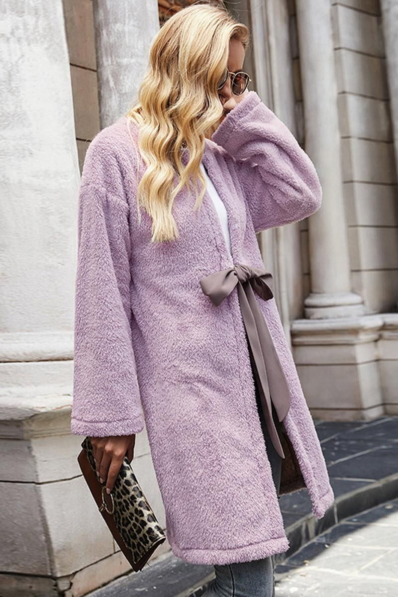 SOFT CHUNKY KNIT BANDAGE OPEN FRONT CARDIGAN - Doublju