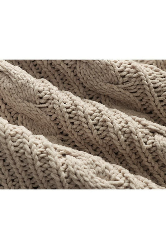 CABLE KNIT OPEN FRONT CASUAL CARDIGAN - Doublju