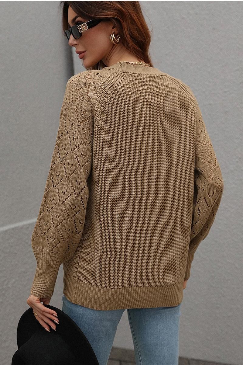 BUTTONED CASUAL KNIT CARDIGAN - Doublju