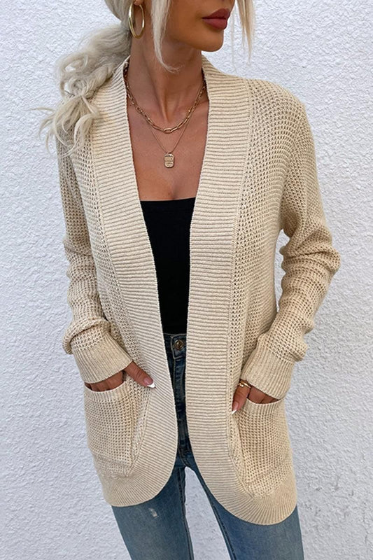 OPEN FRONT SIMPLE BASIC LIGHT CARDIGAN - Doublju