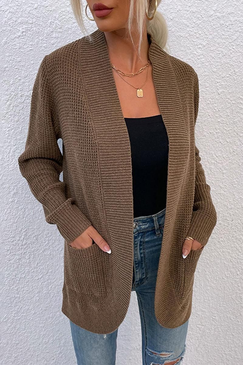 OPEN FRONT SIMPLE BASIC LIGHT CARDIGAN - Doublju