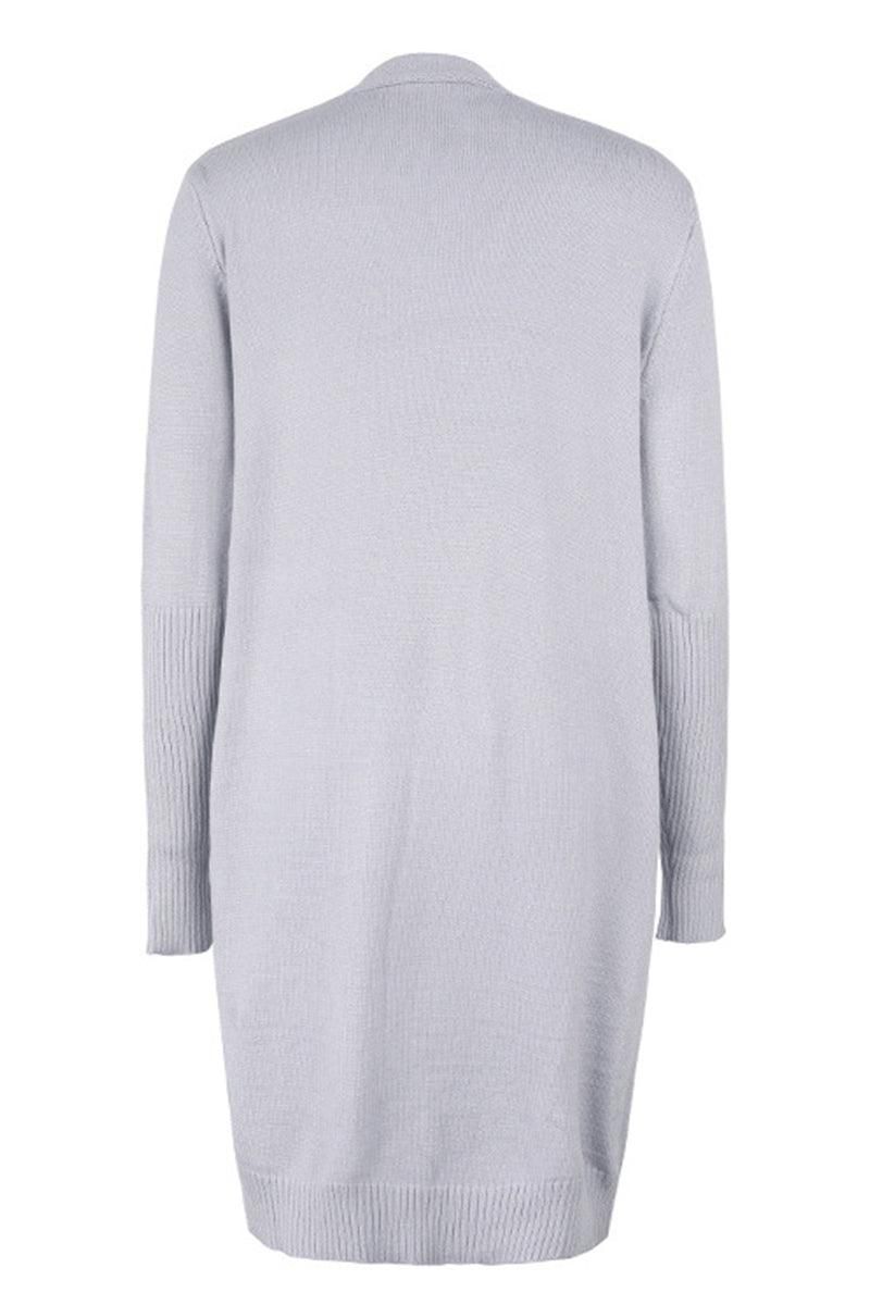OPEN FRONT SIDE POCKETS BASIC CARDIGAN - Doublju