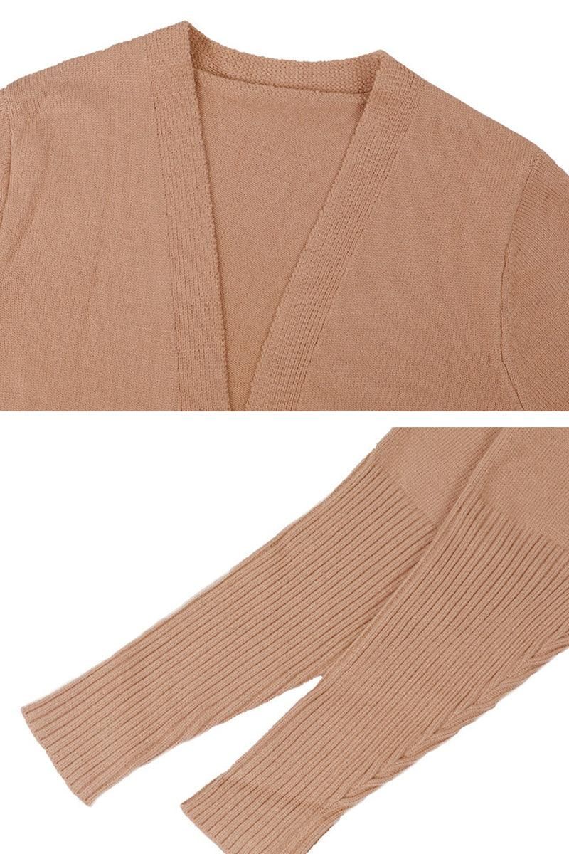 OPEN FRONT SIDE POCKETS BASIC CARDIGAN - Doublju