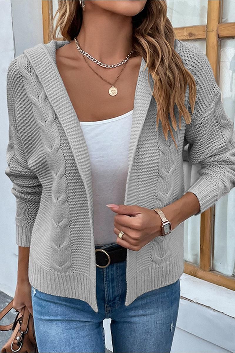 WOMENS KNITTED OPEN FRONT CARDIGAN - Doublju