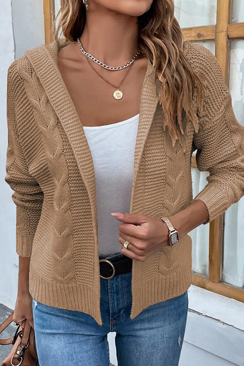 WOMENS KNITTED OPEN FRONT CARDIGAN - Doublju