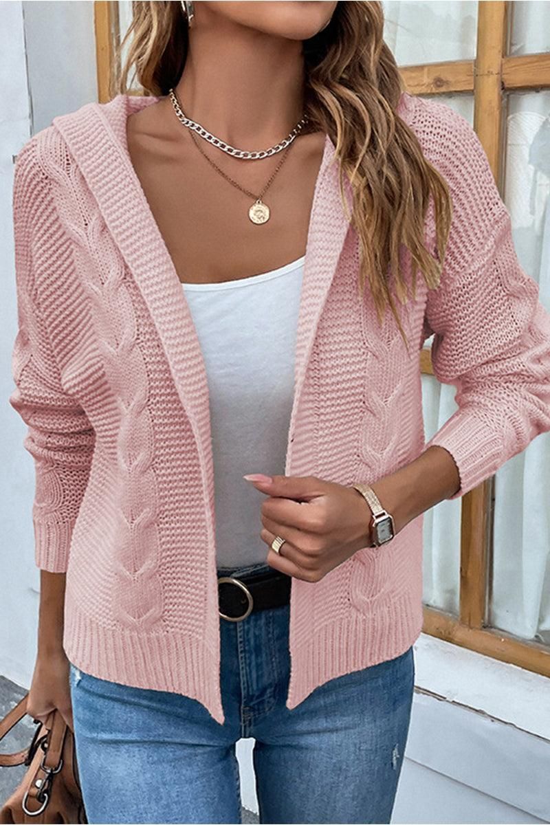 WOMENS KNITTED OPEN FRONT CARDIGAN - Doublju