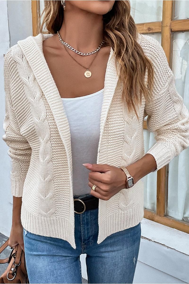 WOMENS KNITTED OPEN FRONT CARDIGAN - Doublju