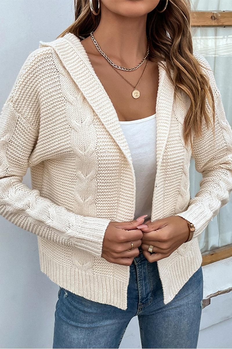 WOMENS KNITTED OPEN FRONT CARDIGAN - Doublju