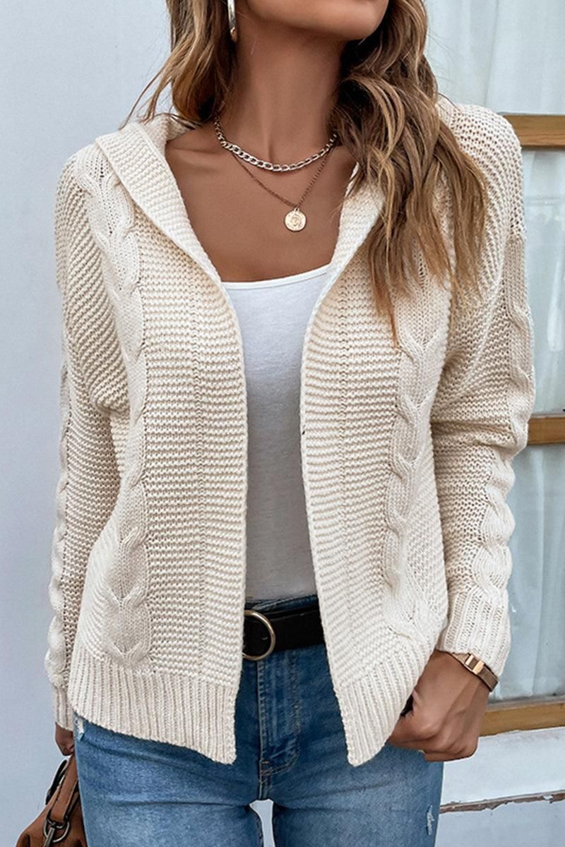 WOMENS KNITTED OPEN FRONT CARDIGAN - Doublju
