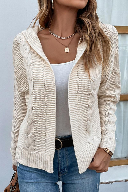 WOMENS KNITTED OPEN FRONT CARDIGAN - Doublju