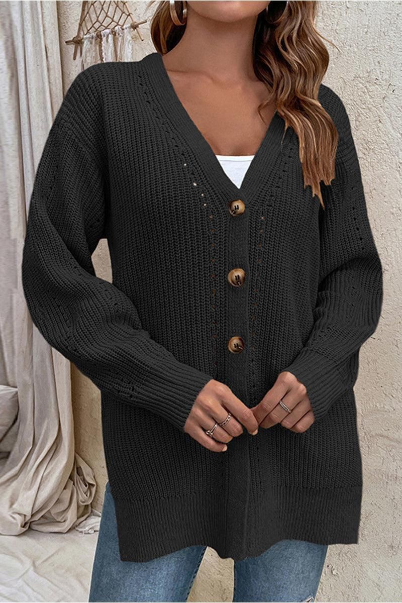 WOMENS KNIT BUTTON DOWN CARDIGAN - Doublju