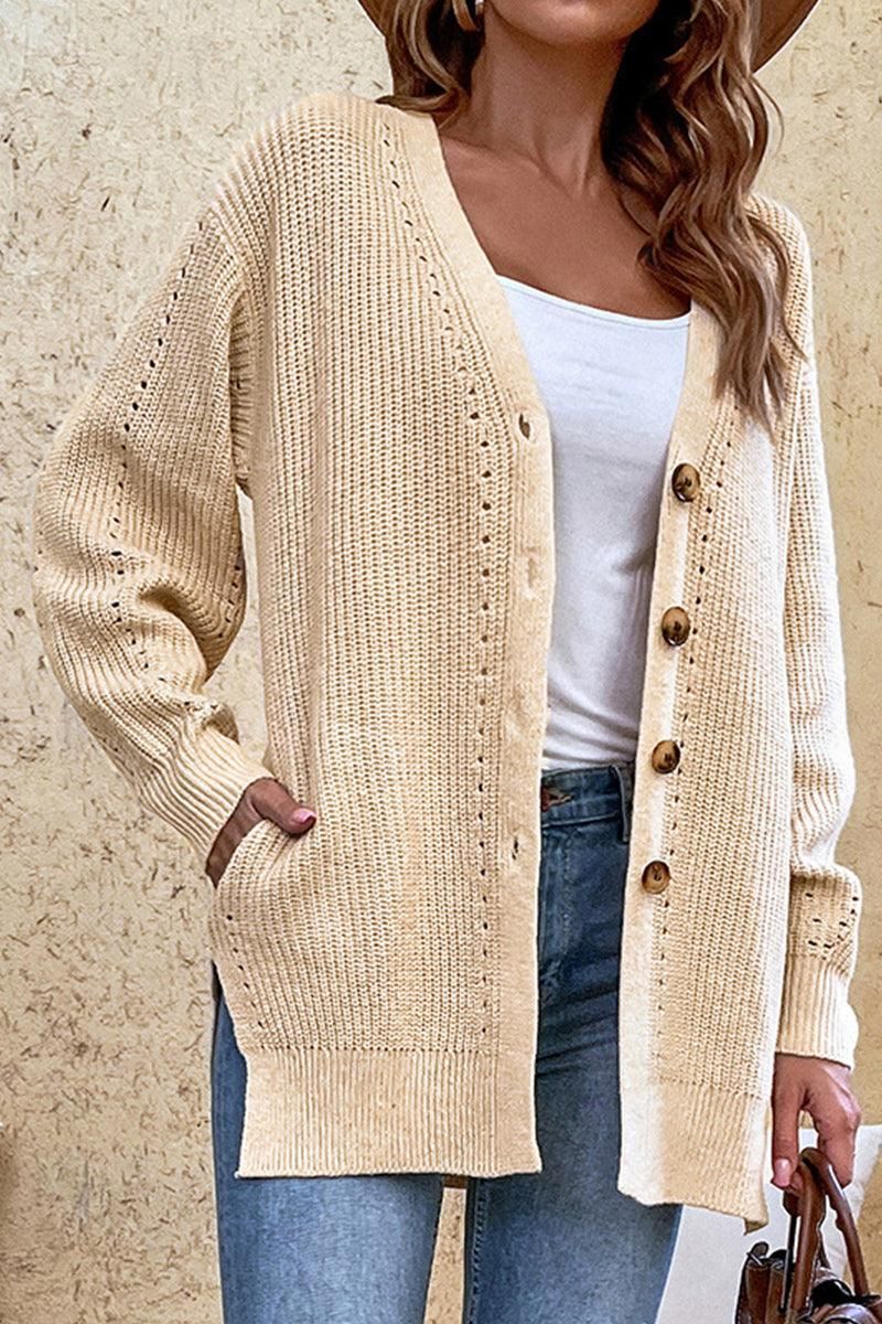 WOMENS KNIT BUTTON DOWN CARDIGAN - Doublju